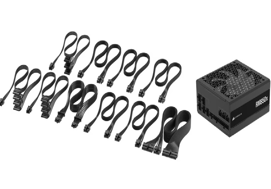 Corsair RMx Series RM850x Fully Modular Power Supply (AU): 850W, 80+ Gold, 3x PCIe, 8x SATA, 2x EPS, Zero RPM, ATX 3.1 - Image 3