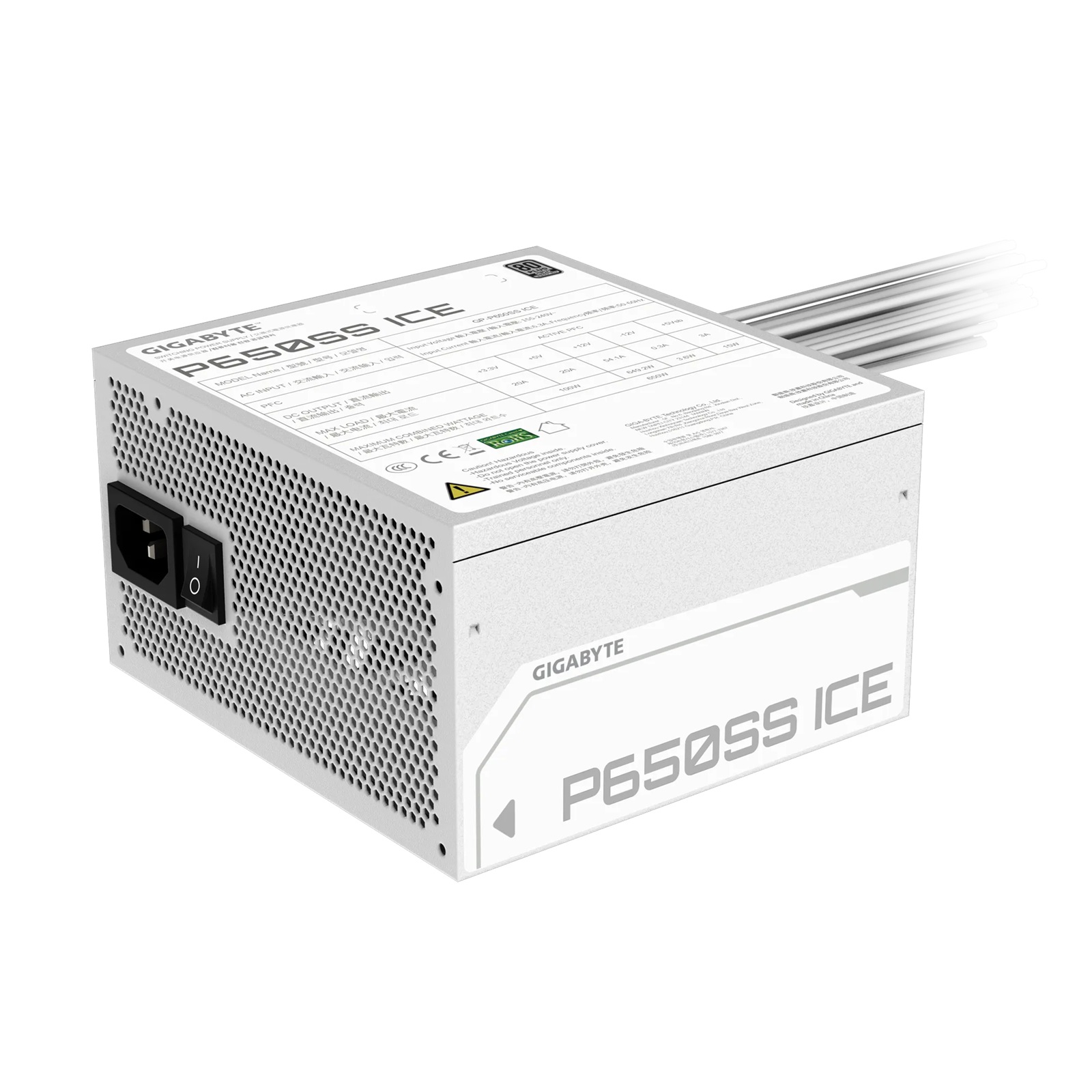 Gigabyte GP-P650SS ICE 650W ATX PSU Power Supply 80+ Silver 120mm 12V >100K Hrs 50-60 Hz 120mm Fan - Image 3