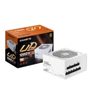 Gigabyte UD1000GM PG5 ICE 1000W ATX PSU Power Supply  80+ Gold >90% 120mm Fan Black Flat Cables Single +12V   >100K Hrs