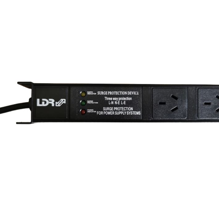 LDR 10-Port 10A Power Distribution Unit AU Approved - 10x 3-Pin AU/NZ Outlets/Slots - 1U Vertical Mount - Image 2