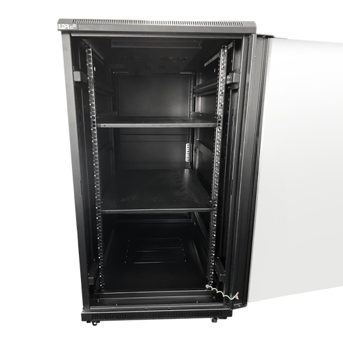 LDR Assembled 22U Server Rack Cabinet (L600mm x W1000mm x H1070mm), Glass Door,1x 8-Port PDU, 1x 4-Way Fan, 2x Fixed Shelves -Black Metal Construction - Image 3