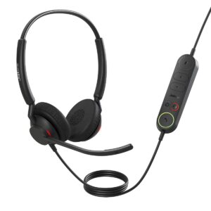 Jabra Engage 40 (Inline Link) UC Dual USB-C/A Corded Headsets, Lightweight & sturdy, Double the mic, Busylight, Hearing Protection Audio Quality
