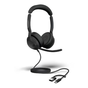 Jabra Evolve2 50, USB C/A UC Stereo Headset, Bluetooth®, 4 microphones, Active Noise Cancellation, Busylight, Call management, Air Comfort technology