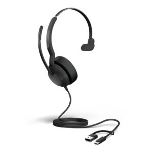 Jabra Evolve2 50, USB C/A MS Mono Headset, Bluetooth®, 4 microphones, Active Noise Cancellation, Busylight, Call management, Air Comfort technology