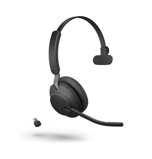 Jabra Evolve2 65 MS Mono Black Bluetooth Headset, Link 380 USB-A Passive Noise-cancelling, 2ys Warranty, 3-Microphone Call Technology, Up to 37 Hours - Image 3