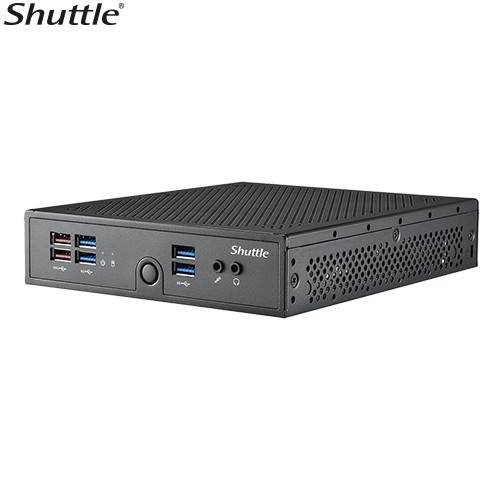 Shuttle DS50U Slim Mini PC 1.3L Barebone - Celeron 7305, 2x DDR5, 2x M.2 2280, HDMI, DP, VGA, COM, 2 x LAN, 90W, fanless