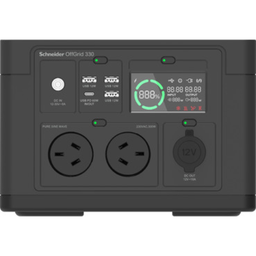 APC OffGrid Portable Power Station 330, 230V, 332Wh Lithium-ion, LCD, 2 AS3112 Australian outlets, Sinewave, 3 USB-A, 1 USB-C, Wireless Charger - Image 2