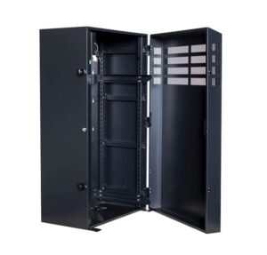 PowerShield Vertical Wall Mount Rack with 8U vertical capacity, provides secure and space-saving mounting for UPS systems