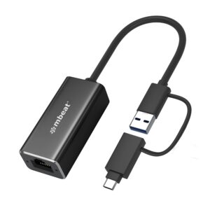 mbeat® 2-in-1 USB 3.1 Gigabit LAN Adapter with USB-C Converter/ USB 3.1/ RJ45/ Transfer Speed: 10/100/1000Mbps Weight: 32.6g