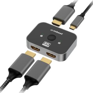 mbeat® 8K Bi-directional HDMI 2.1 Switch 2 In 1 Out/1 In 2 Out  8K@60Hz resolution, plug-and-play convenience  USB-C power input Maximum 8K/60Hz
