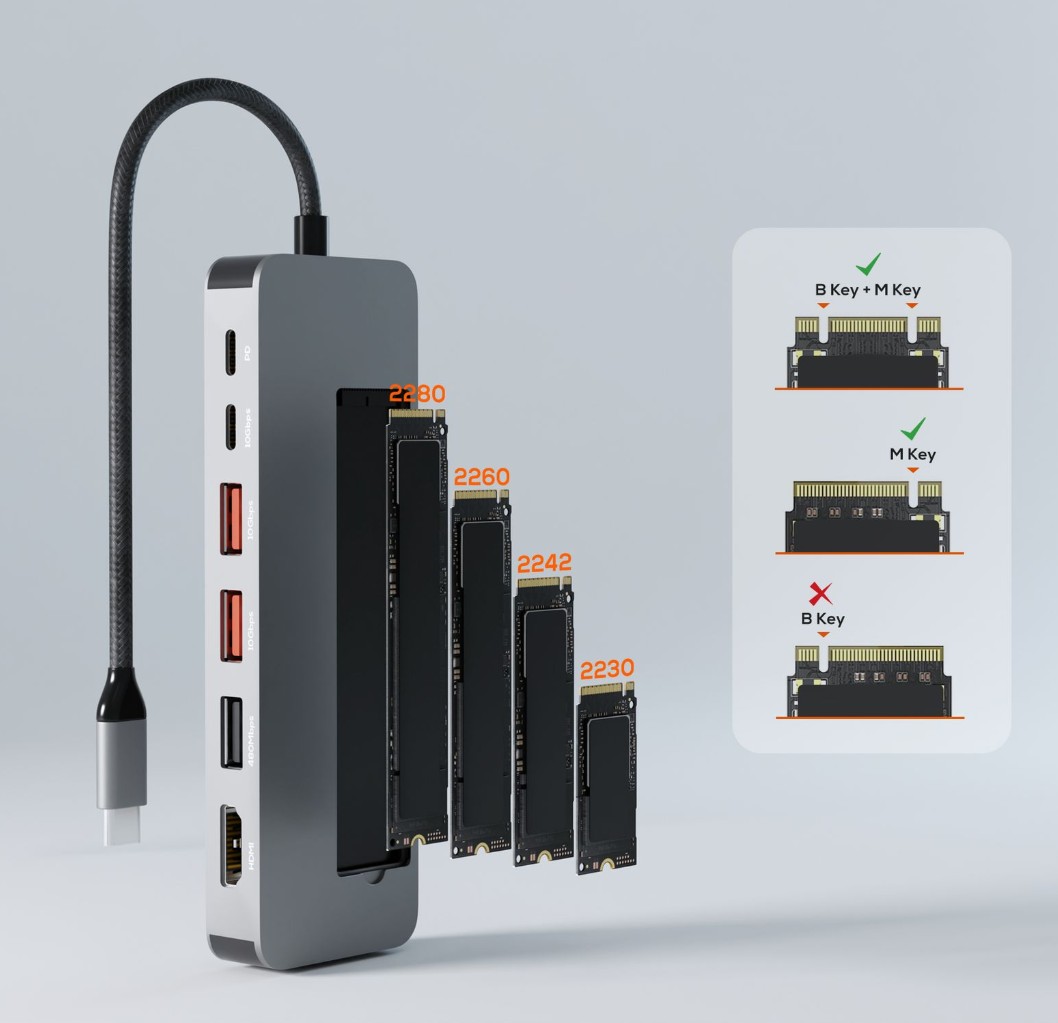 mbeat® mbeat Elite 9-in-1 USB-C Multiport Hub with Built-in M.2 NVMe SSD Enclosure - Image 2