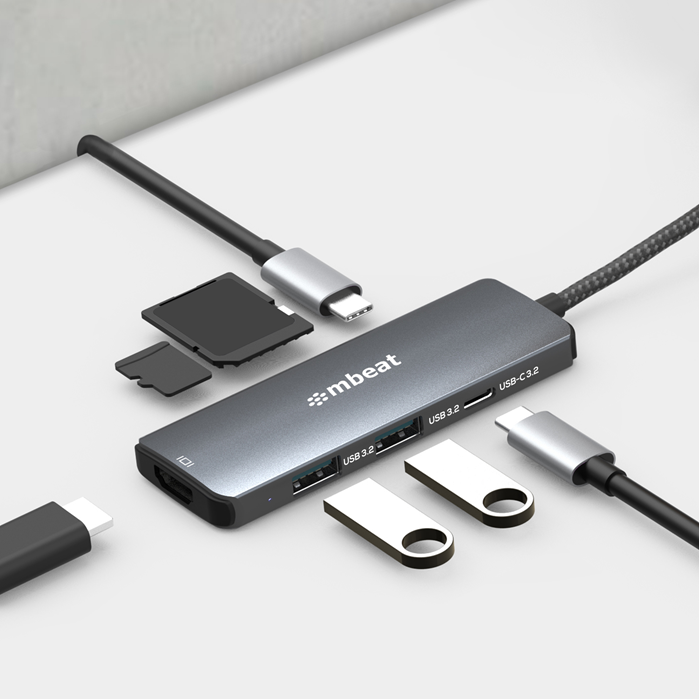 mbeat® Elite 7-in-1 Multifunction USB-C 3.2 Hub with 8K HDMI 100W Pass Through - 1x HDMI, 2x USB-A 1x USB-C, 1x USB-C 100W Charging, 1x Micro-SD - Image 4