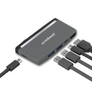 mbeat® Essential Pro  5-IN-1 USB- C Hub (4k HDMI Video, USB-C PD Pass Through Charging, USB 3.0 x 2, USB-C x 1) USB 3.0 Speed: Up to 5Gbps (LS)
