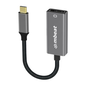 mbeat® Elite USB-C to Display Port Adapter -Converts USB-C to DisplayPort female port, 4K@60Hz (3840×2160), 15cm - Space Grey Weight: 30g