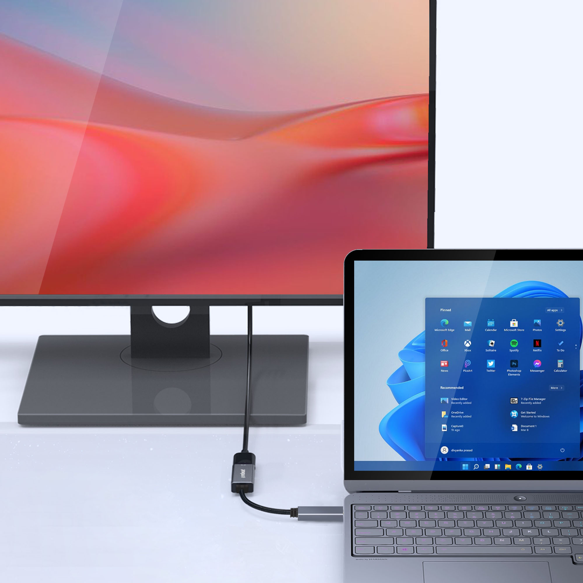 mbeat® Elite Display Port to HDMI Adapter - Converts DisplayPort to HDMI Female Port, Supports 4K@60Hz (3840×2160), Nylon Braided Cable - Space Grey - Image 3