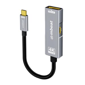 mbeat® Tough Link USB-C to DP Adapter with 100W PD - Space Grey 4K (3840 x 2160) @60Hz, 2K (2560 x 1440) @144Hz, 1080p (1920 x 1080) @240Hz