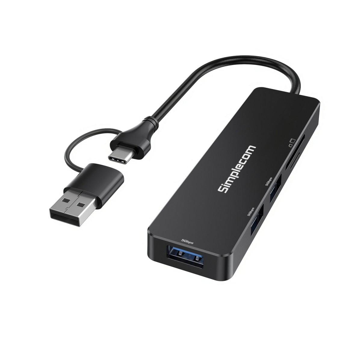 Simplecom CH365C SuperSpeed 3-Port USB Hub with SD MicroSD Card Reader USB-A and USB-C Dual Connector - Image 2