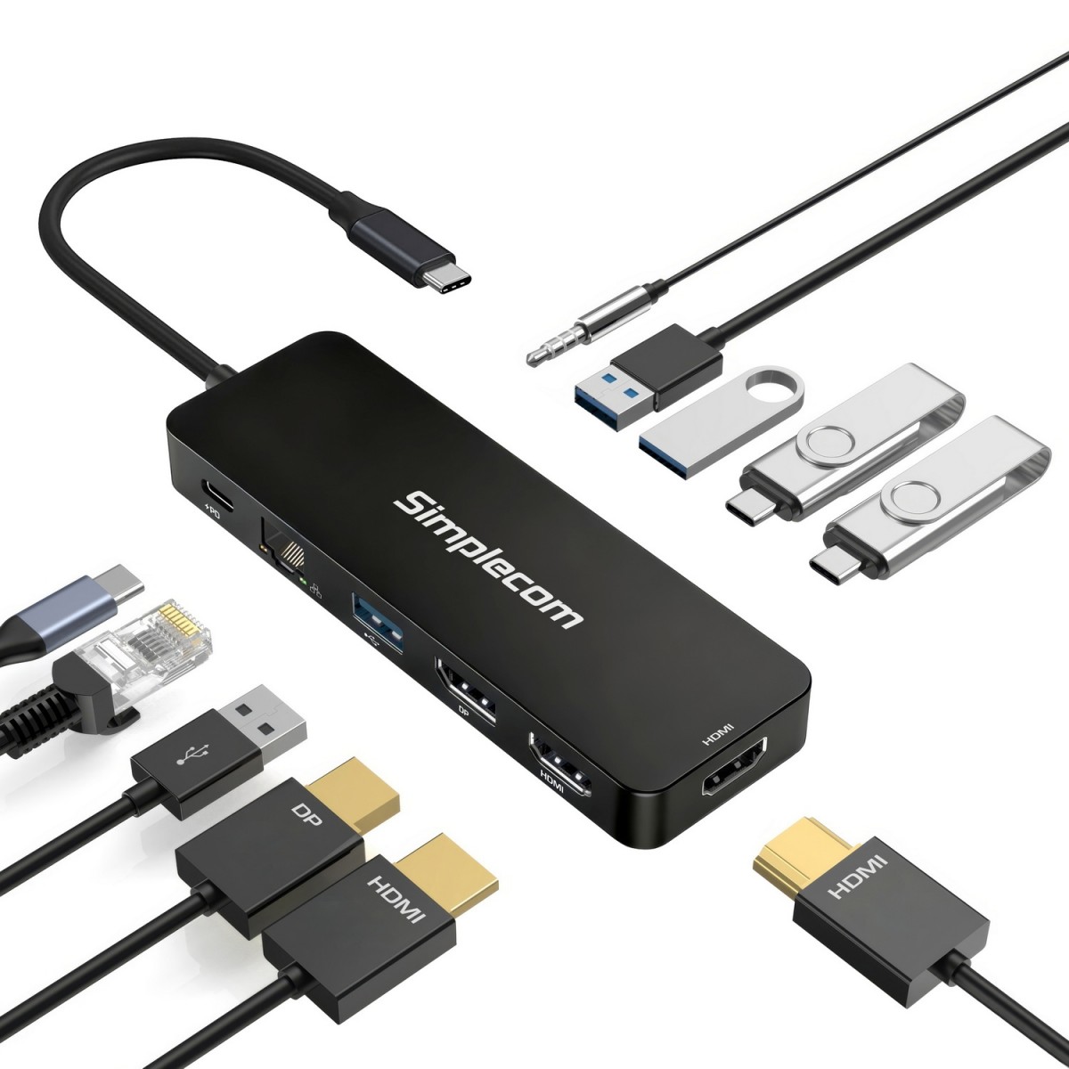 Simplecom CHT811 11-in-1 USB-C 4K Triple Display MST Docking Station with Dual HDMI DP - Image 3