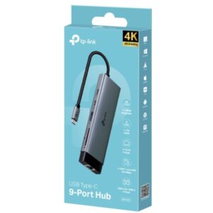 TP-Link UH9120C USB Type-C 9-Port Hub, 4K@60Hz HDMI, 1 Gbps ethernet, SD & microSD UHS-I, 100W Power Delivery, 1× USB-C Data Ports, 3× USB-A Data Port