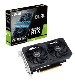 ASUS nVidia GeForce DUAL-RTX3050-8G-V2 RTX 3050 V2 8GB GDDR6 1777 MHz Boost Clock, RAM 14Gbps, Digital Max Resolution