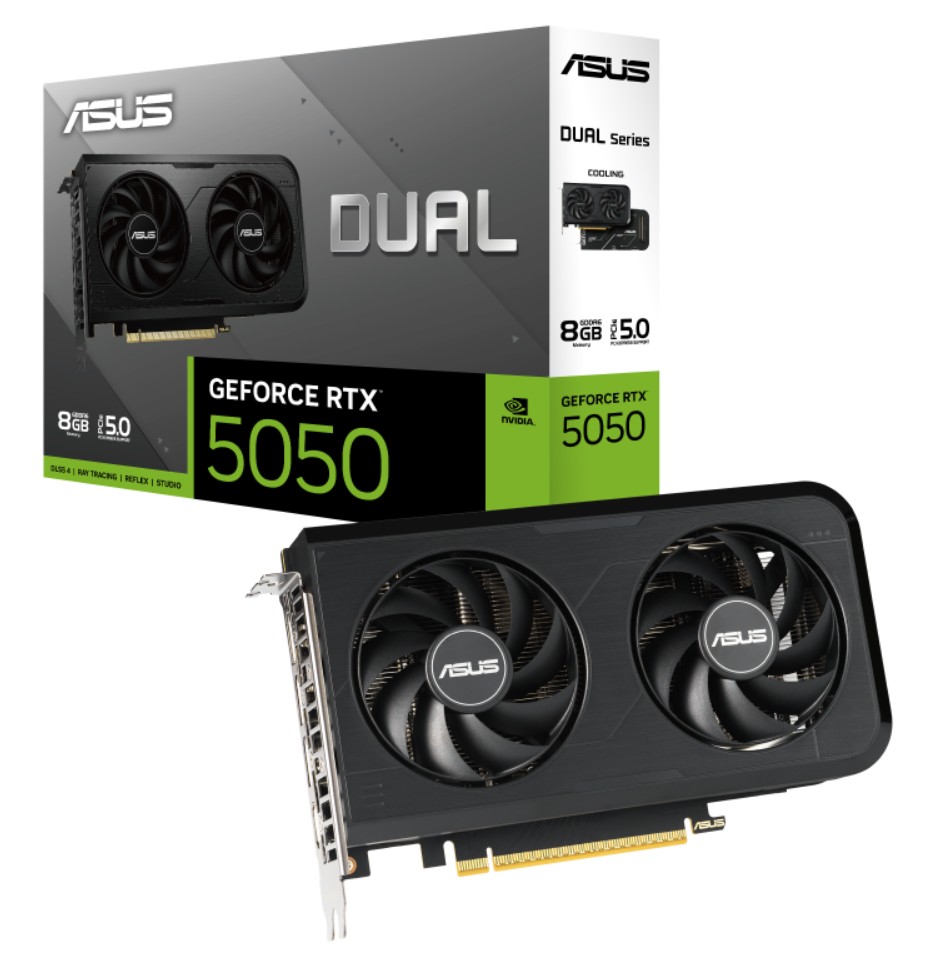 ASUS nVidia GeForce DUAL-RTX5050-8G 8GB GDDR6 2572MHz Boost Clock, RAM 20Gbps, 421AI TOPs, Digital Max Resolution 7680 x 4320