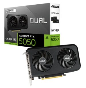 ASUS nVidia GeForce DUAL-RTX5050-O8G RTX5050 8GB GDDR6 OC Edition 2647MHz Boost Clock, RAM 20Gbps, 433 AI TOPs, Digital Max Resolution 7680 x 4320