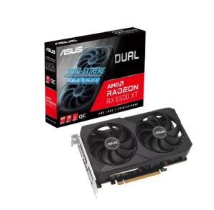 ASUS AMD Radeon DUAL-RX6500XT-O4G-V2 RX 6500 XT V2 OC Edition 4GB GDDR6 with two powerful Axial-tech fans and a 2-slot design