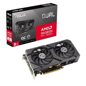 ASUS AMD Radeon DUAL-RX7600-O8G-EVO Edition 8GB GDDR6, PCIe 4.0, 2048 SP, 18Gbps 128-bit, Boost 2715MHz, HDMI 2.1, 3xDP 1.4a