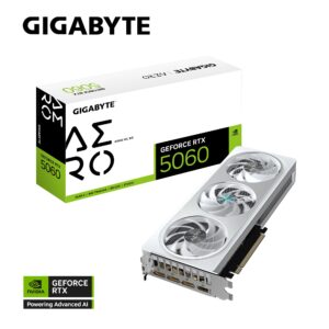 Gigabyte GeForce RTX™ 5060 AERO OC 8G, 2595 MHz, CUDA 3840, 28 Gbps, GDDR7,  128 bit, PCI-E 5.0, PSU 500W, DisplayPort 2.1b *3 HDMI 2.1b x1