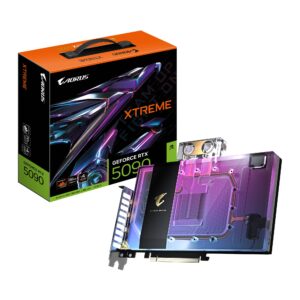 Gigabyte AORUS GeForce RTX™ 5090 XTREME WATERFORCE WB 32G, 2655 MHz, CUDA 21760, 28 Gbps, GDDR7, 512 bit, PSU 1000W, DisplayPort 2.1b *3 HDMI 2.1b *1