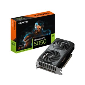 Gigabyte GeForce RTX™ 5050 WINDFORCE OC 8G, 20 Gbps, GDDR6, 128 bit, PCI-E 5.0, DirectX 12 API, PSU 550W, 8 Pin*1, DisplayPort 2.1b *2, HDMI 2.1b *2