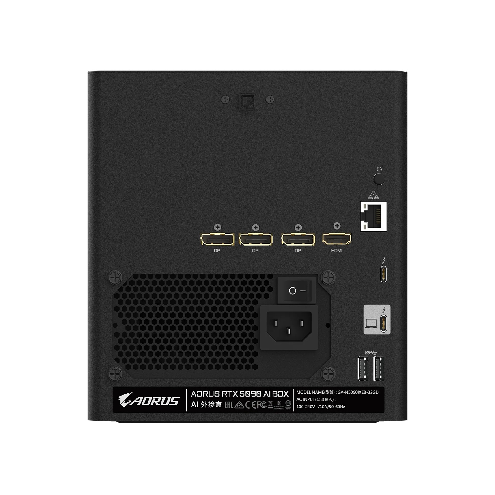 Gigabyte AORUS RTX 5090 AI BOX 32Gb, GDDR7 @28Gbpps, 2407Mhz, 512-bit, 3x DP 2.1, HDMI 2.1, 2x TB5, 3x USB 3.2, LAN, PSU 850W - Image 4