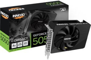 INNO3D nVidia GeForce RTX 5050 Compact 8G GDDR6, 2572MHz Boost Clock, RAM20Gbps, 3xDP+HDMI, 148x118x41mm (5050)