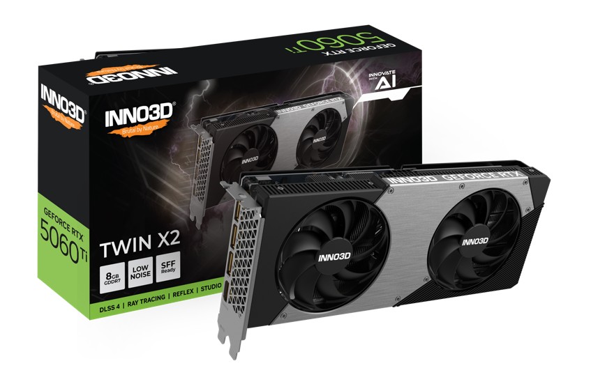 INNO3D nVidia GeForce RTX 5060 Ti TWIN X2 8GB GDDR7, 2572MHz Boost Clock, RAM 28Gbps, 3xDP, 1xHDMI, 250x116x41mm