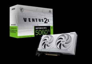 MSI nVidia GeForce RTX™ 5060 Ti 8G VENTUS 2X OC WHITE PLUS, PCI Express® Gen 5 x16, Boost: 2602 MHz, CUDA 4608 Units, 8GB GDDR7, HDMI™ x 1