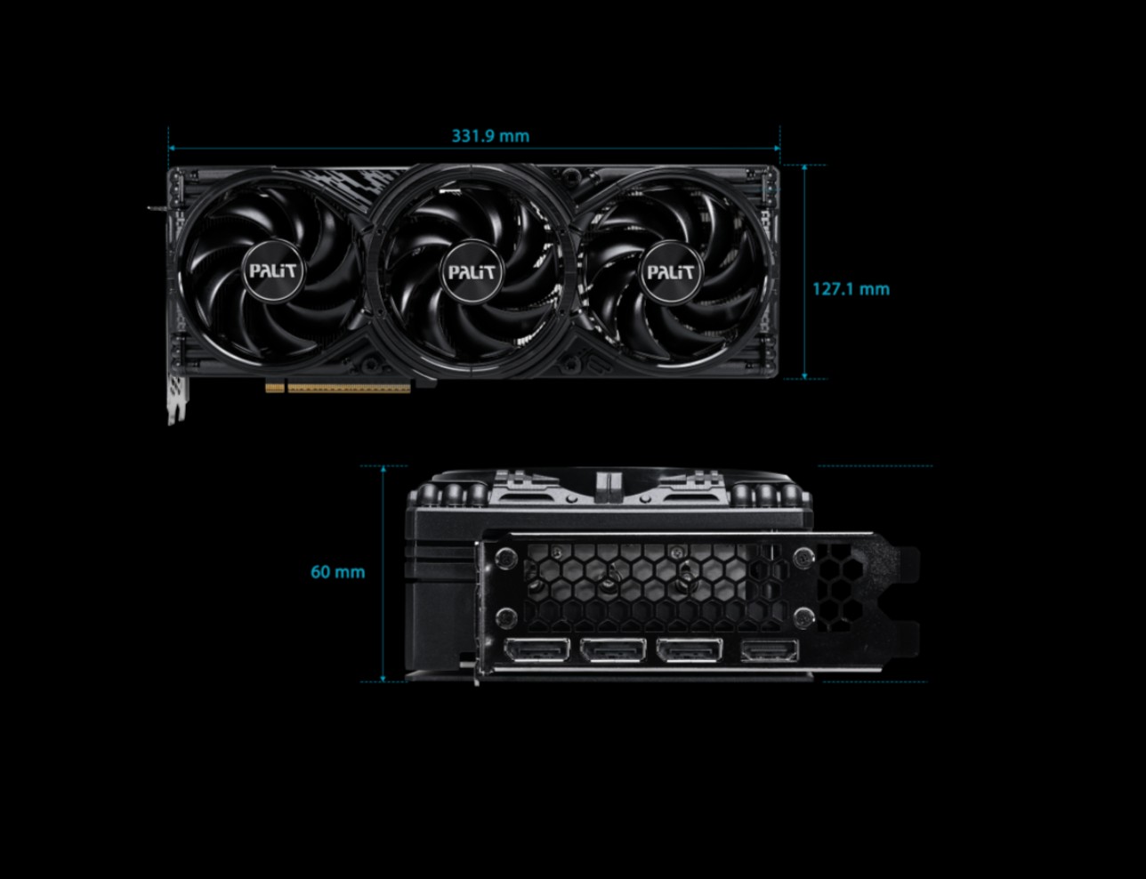 PALIT RTX5080 GAMINGPRO 16GB GDDR7 256bit 3-DP HDMI PCI-E 5.0 4K 3 slot NE75080019T2-GB2031A - Image 2