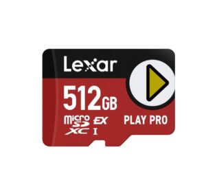 Lexar PLAY PRO microSDXC™ Express Card 512GB, microSDXC, high performance, microSD Express, up to 900MB/s read and 600MB/s write