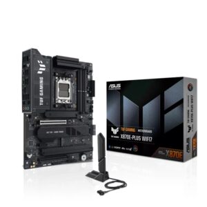 ASUS AMD TUF GAMING X870E-PLUS WIFI7 (AM5) ATX Motherboard, DDR5 256GB 8000+MT/s, PCIe 5.0, 4xM.2, 2.5GbE, WiFi 7, USB4 40Gbps