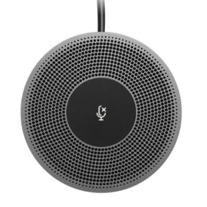 Logitech MeetUp Expansion Microphone, wideband, mono, noise‑canceling audio, mute button with LED status indicators, plug‑and‑play wired interface