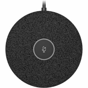 Logitech Rally Mic Pod – Graphite, four omnidirectional beamforming microphone elements, color‑coded LED ring, Crystal‑Clear