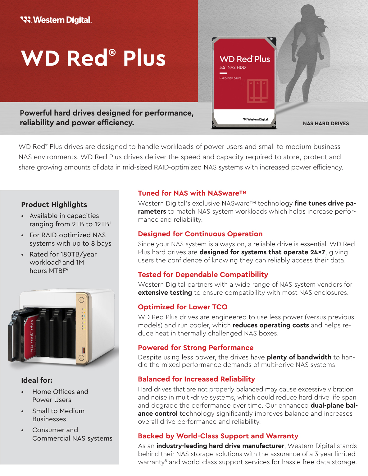 Western Digital WD Red Plus 8TB 3.5 NAS HDD, WD80EFPX