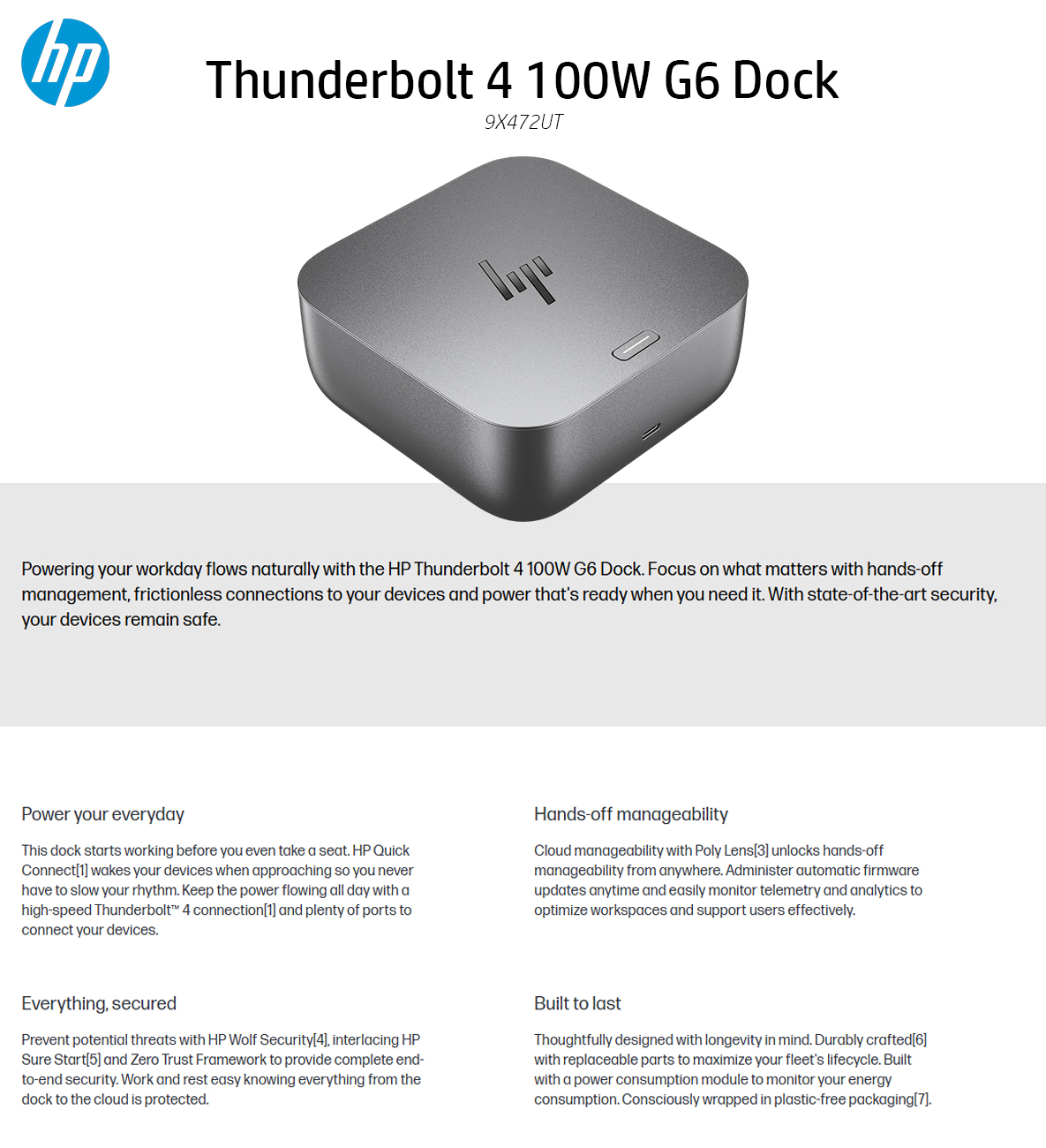 HP Thunderbolt 4 100W G6 Dock For Business