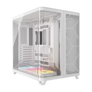 Corsair AIR 5400 LX-R RGB iCUE LINK Triple Chamber Mid-Tower PC Case - White
