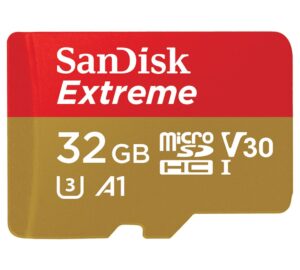 SanDisk Extreme 32GB microSDHC UHS-I Memory Card with Adapter (100MB/s Read, 60MB/s Write, V30, U3, C10, A1)