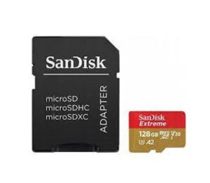 SanDisk Extreme microSDXC 128GB UHS-I U3 V30 A2 Memory Card with SD Adapter