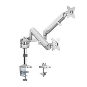 Brateck Dual Monitors Pole-Mounted Epic Gas Spring Aluminum Monitor Arm - Grey