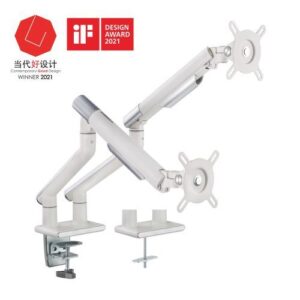 Brateck Dual Monitor Premium Slim Aluminum Spring-Assisted Monitor Arm - White
