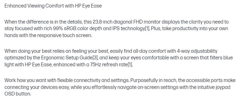 HP E24T G5 Monitor Feature 2