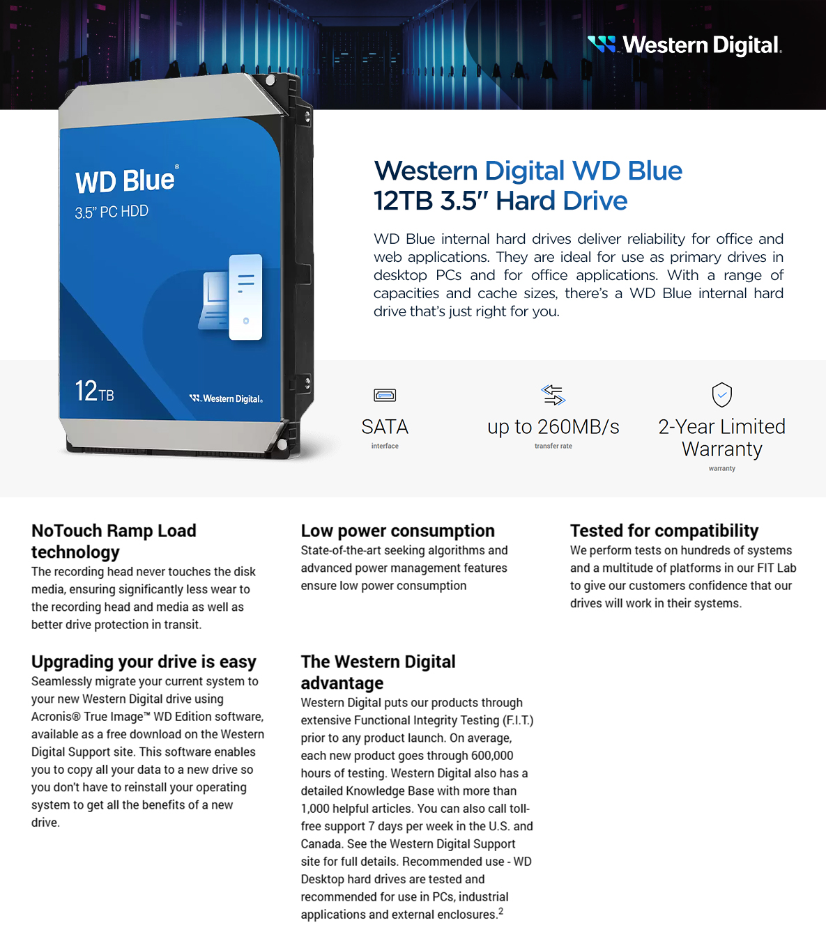 Western Digital WD Blue 12TB 3.5inch HDD, WD120EAGZ