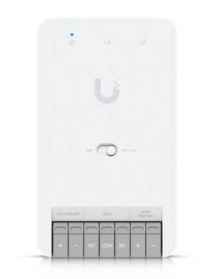 Ubiquiti Door Hub Mini, Compact Access Control Hub For Single Door, 1 Lock terminal - 12V & Dry Switchable, Connect & Power Via PoE++, 2 Additional Inputs